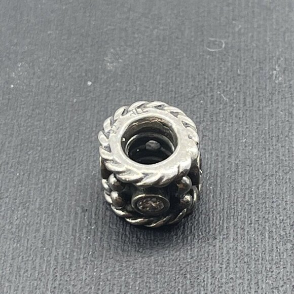 Pandora Sterling Silver Barrel Band CZ Collar Bead Charm - Picture 3 of 4
